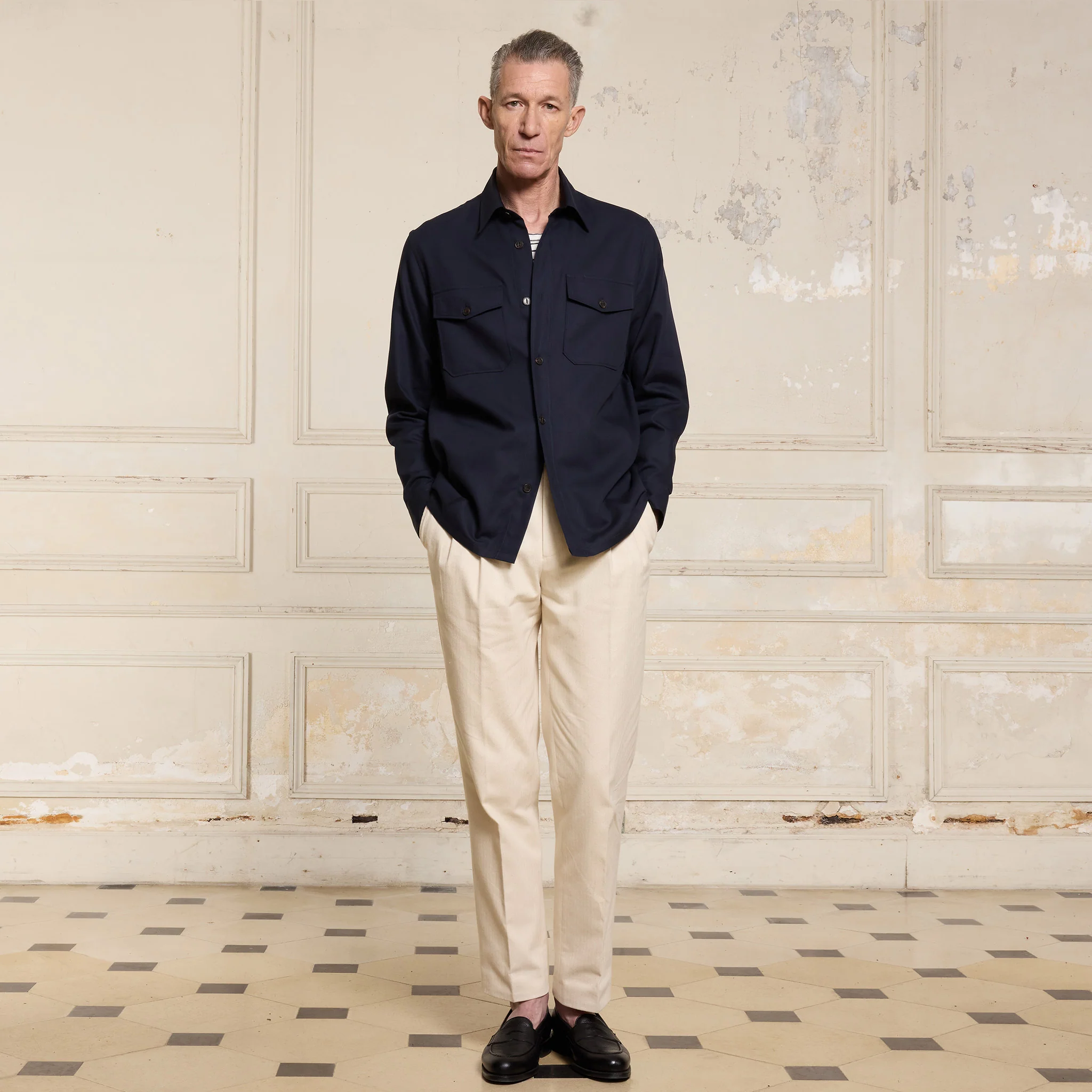 Navy Giro Inglese overshirt
