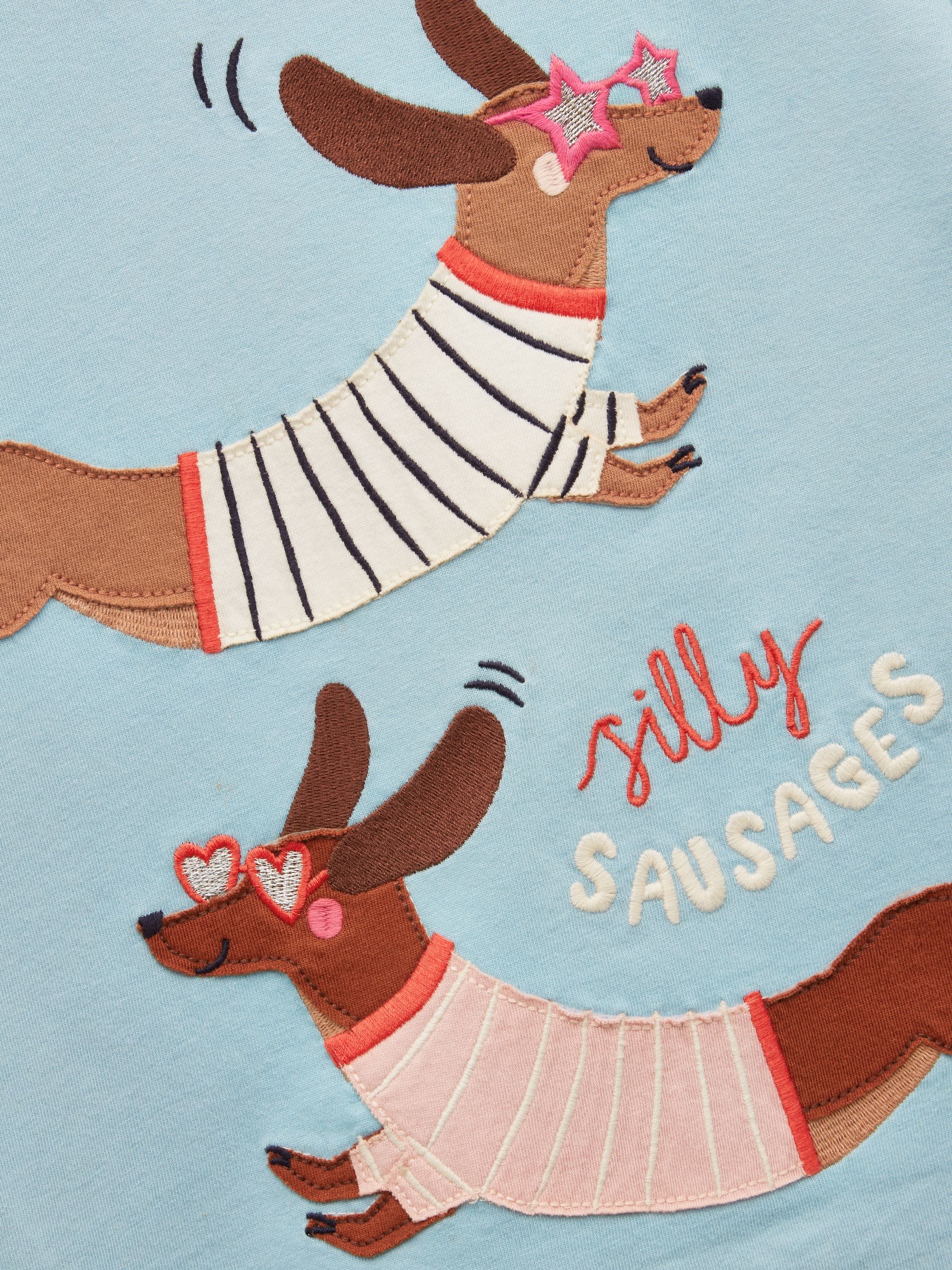 Blue Sausage Dog - Joules Girls' Ava Applique Long Sleeve Top