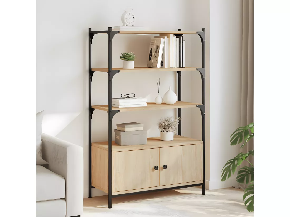 Bibliothèque à 3 niveaux chêne sonoma 70x30x109,5 cm