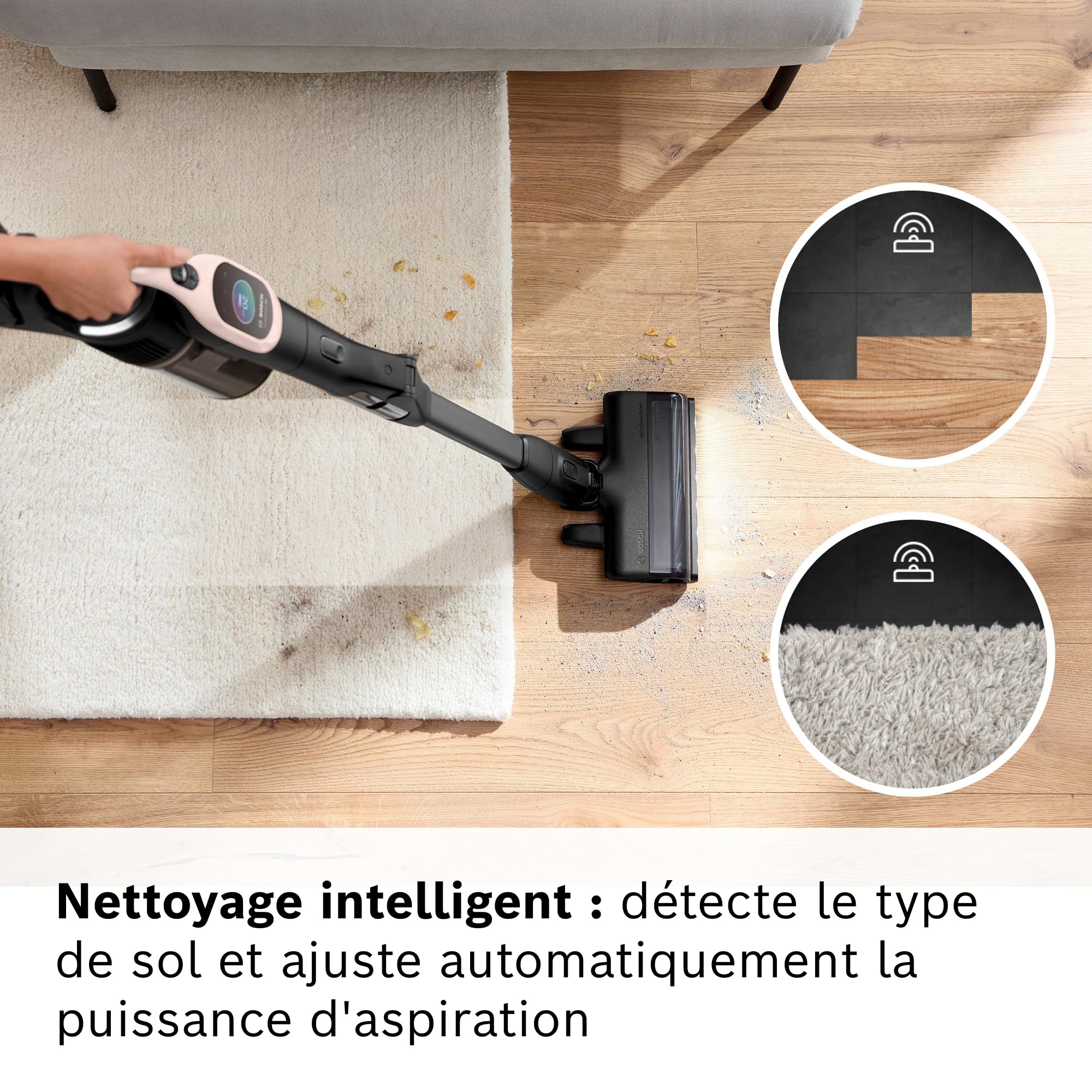 Bosch, aspirateur Balai sans Fil, Unlimited 10, Batterie 4.0 Ah, Technologie MicroClean, bac à poussière Facile à Vider, Tube Flexible, éclairage LED,