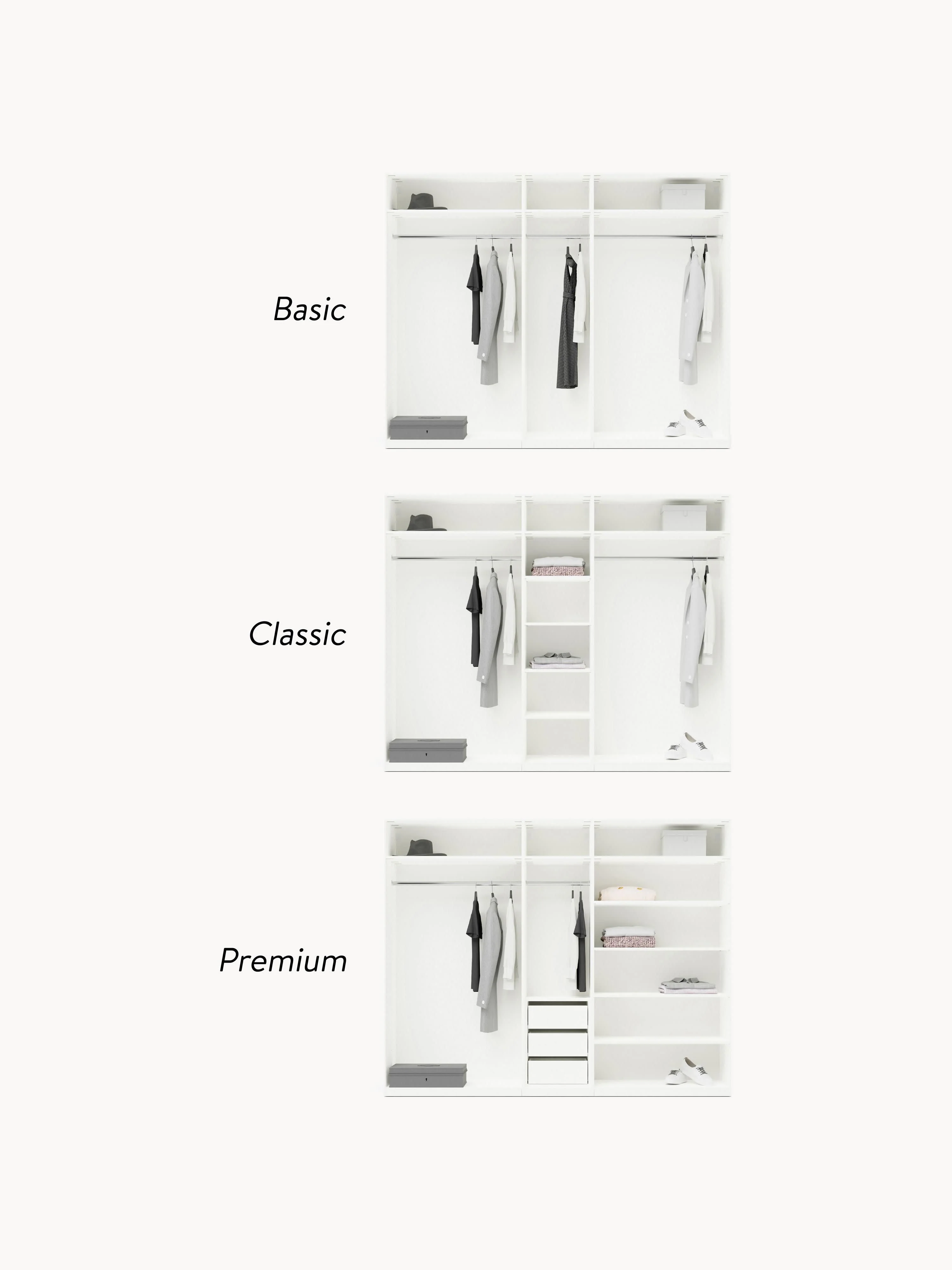 Modulaire draaideurkast Simone, 250 cm breed, diverse varianten
