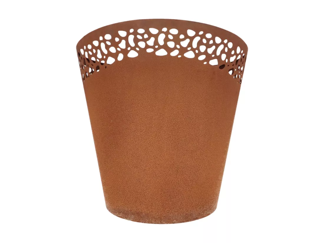 Brasero mouchettes découpées au laser en fer - Rouillé - D 36,5 x H 45,2 cm