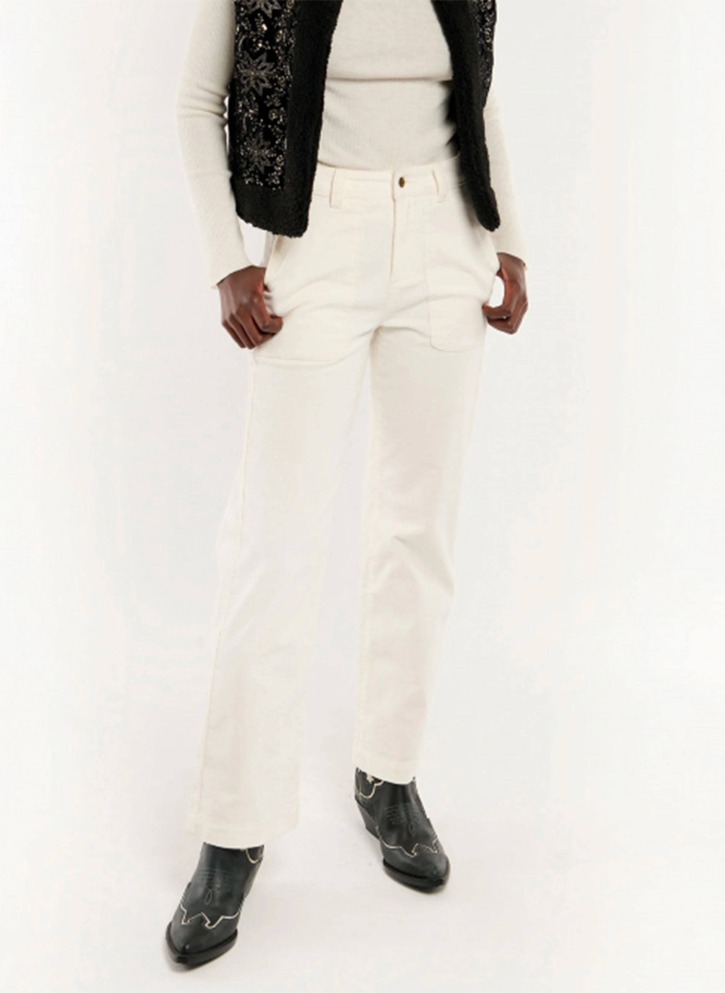 HARRY - Pantalon droit ajusté en coton mélangé | Blanc