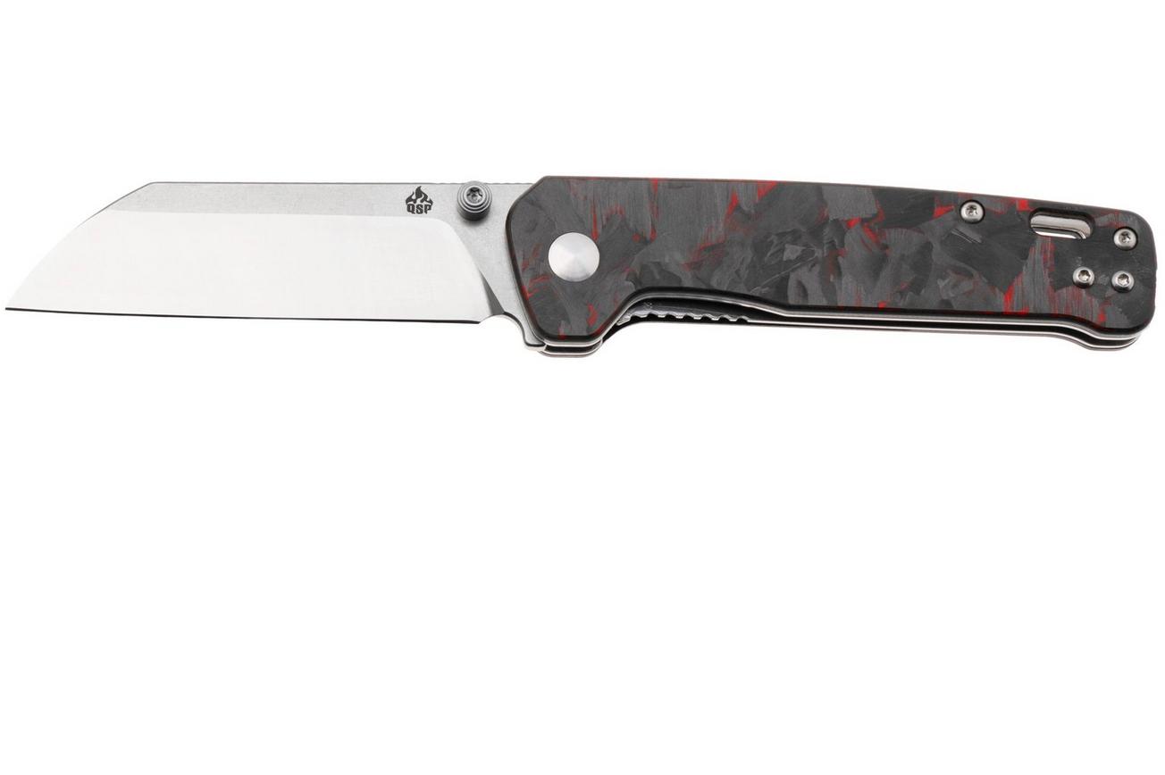 QSP Knife Penguin V2 QS130V2-F1 Two-Tone D2, G10 Shredded Carbon Overlay, zakmes