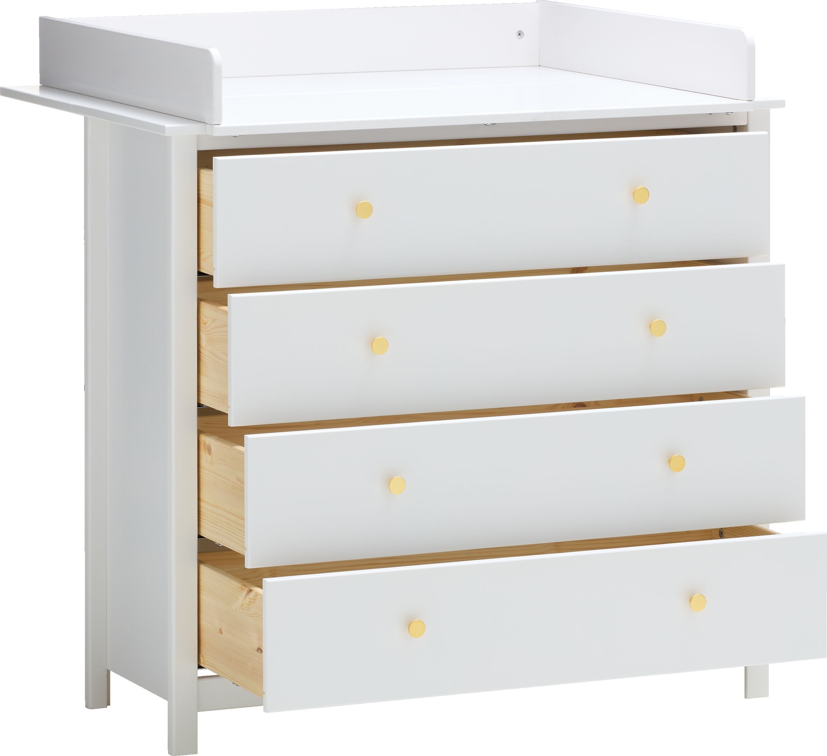 LUNA Wickelkommode mit Aufsatz Weiss - Weiss / B: 101.0 cm x T: 76.5 cm x H: 103.1 cm