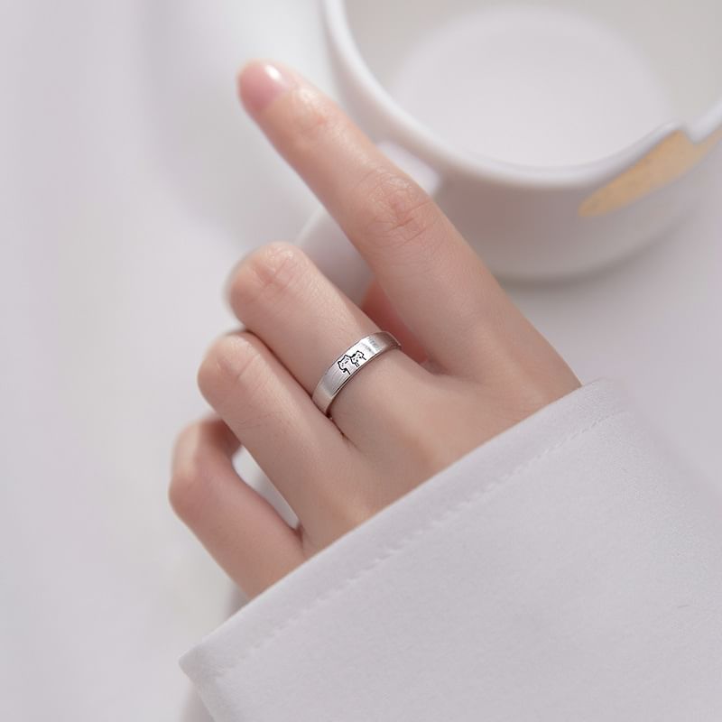 Tinseltown - Koppel bijpassende kat reliëf legering open ring (verschillende ontwerpen)