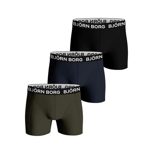 Björn Borg Bamboo Cotton Blend 3-pak Boxershorts, Sort/Grøn/Marineblå, M