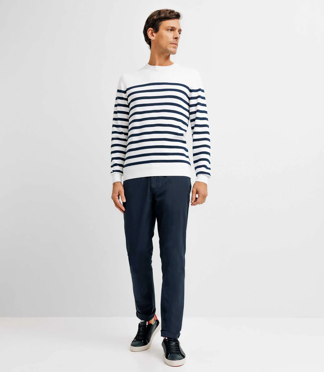 Pull marinière écru