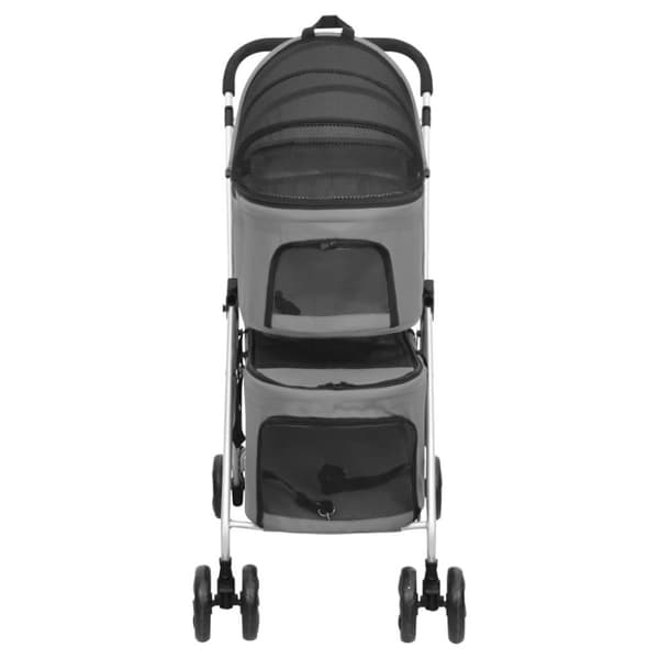 vidaXL Hundevogn 2-lags sammenleggbar grå 83x48x97 cm oxford-stoff