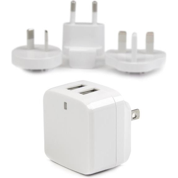 StarTech.com Chargeur mural USB à 2 ports - Haute puissance 17W / 3,4A - Chargeur de voyage international - Blanc