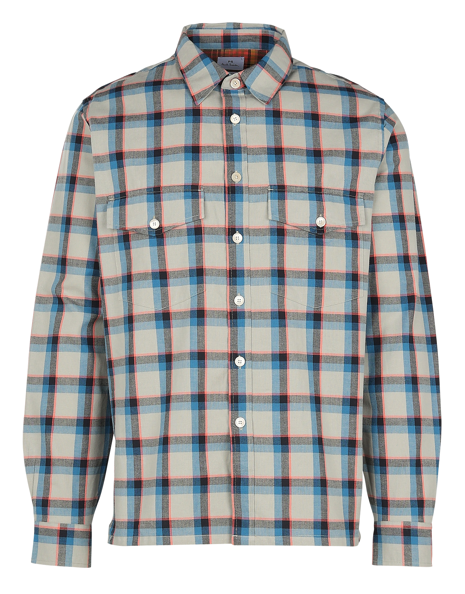 Chemise col classique regular-fit à carreaux en coton| Gris