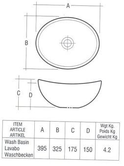 Plieger Scale keramische opbouw waskom ovaal 39x32x17.5cm mat wit