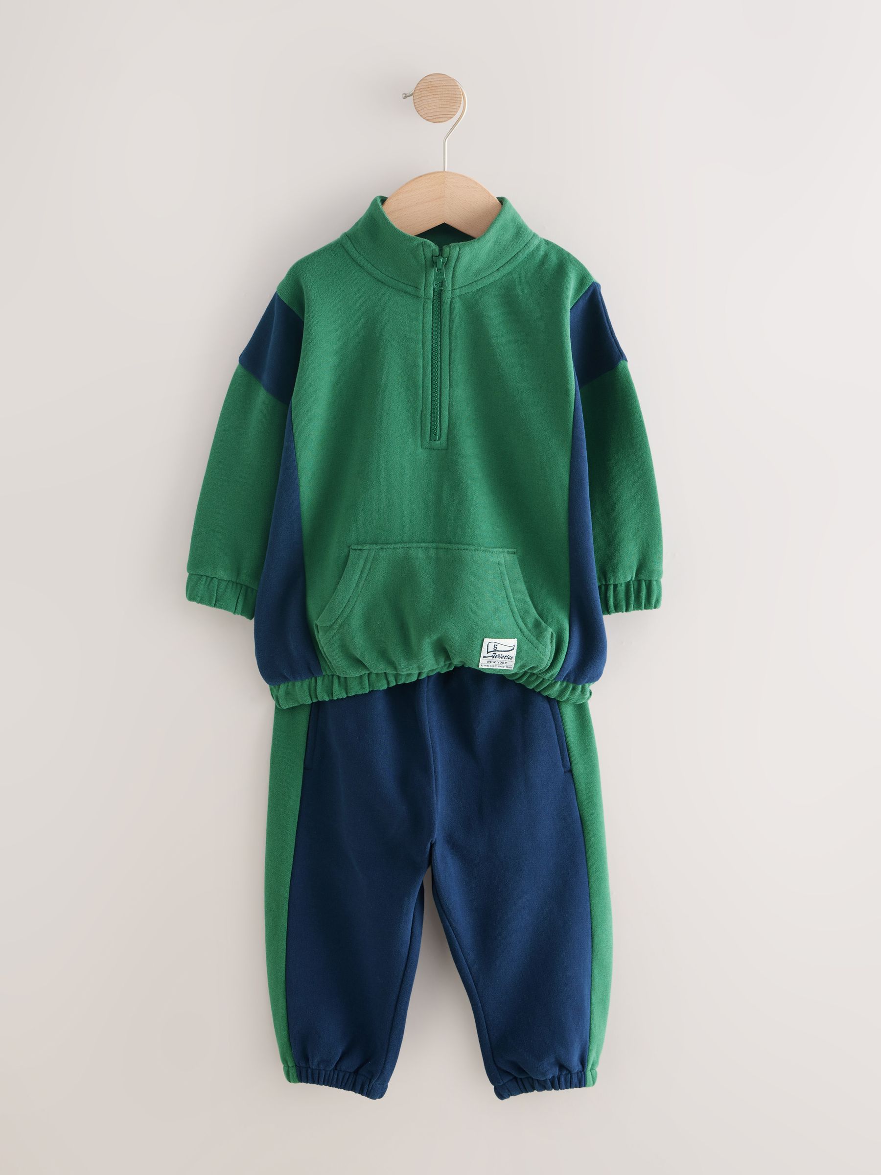 Groen - Set van top met halve rits en joggingbroek (3mnd-7jr)
