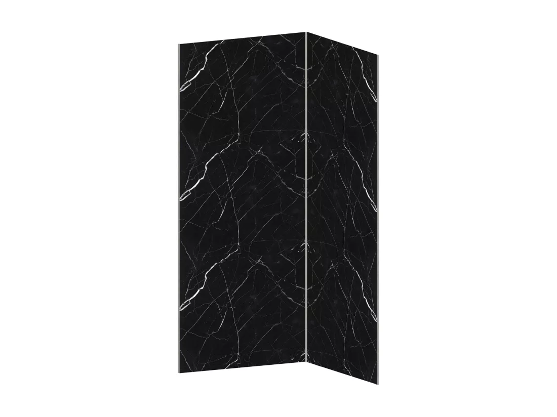 Lot de 2 panneaux muraux de douche effet marbre en aluminium avec profilés - L90 x L120 x H210 cm - ENEKO