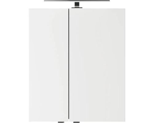 Pelipal badkamermeubelset serie 4035, BxHxD 60 x 200 x 45 mm, witte fronten. 3-delige badkamermeubelset bestaande uit een witte keramische wastafel, badmeubel en spiegelkast met ledverlichting.