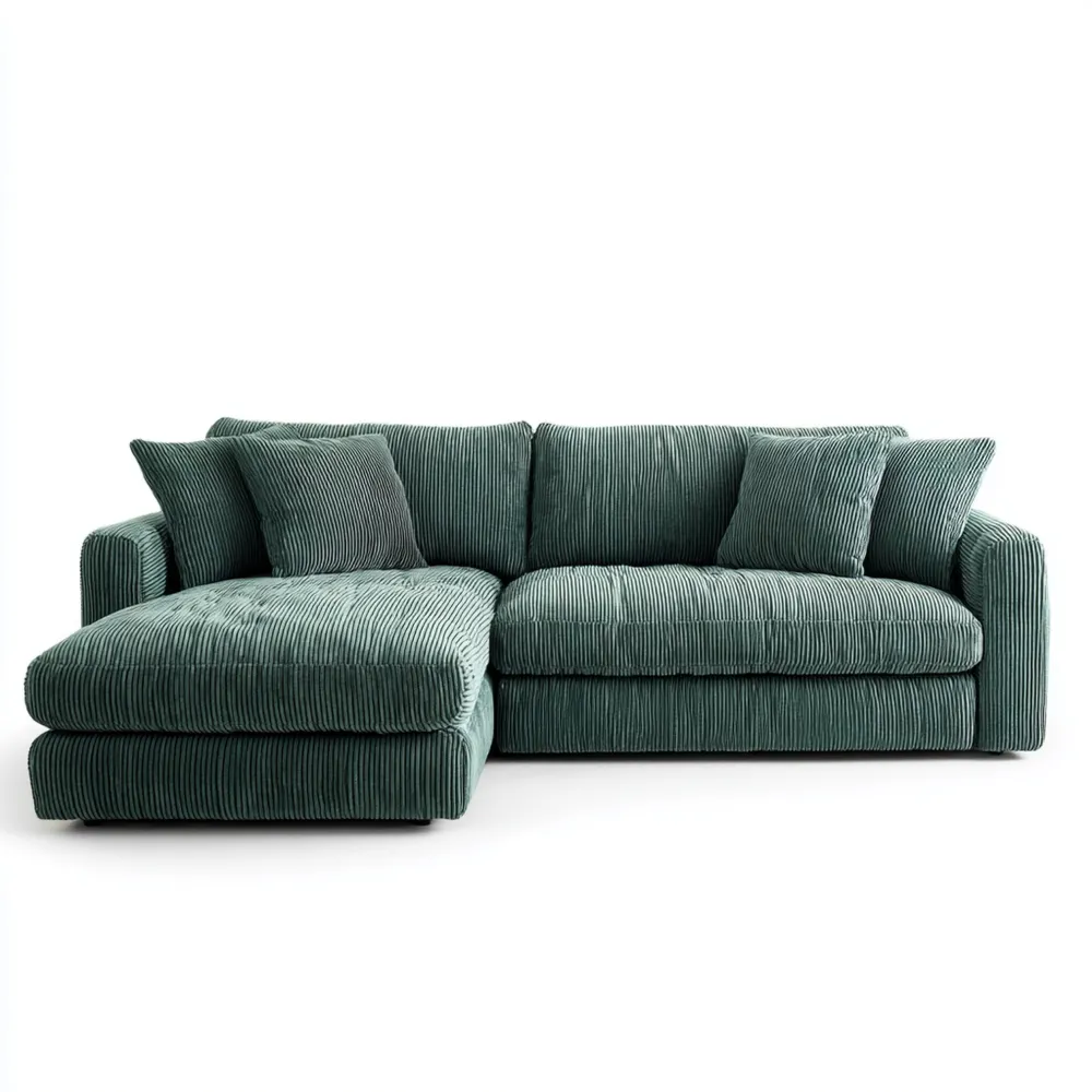 Ecksofa Breitcord 285x95x160 cm – Grün – Modernes Design