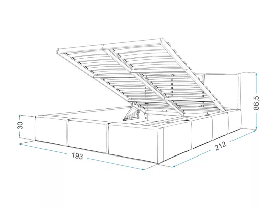 Lit Double Tesia 180x200 + coffre - Sommier inclus Crème