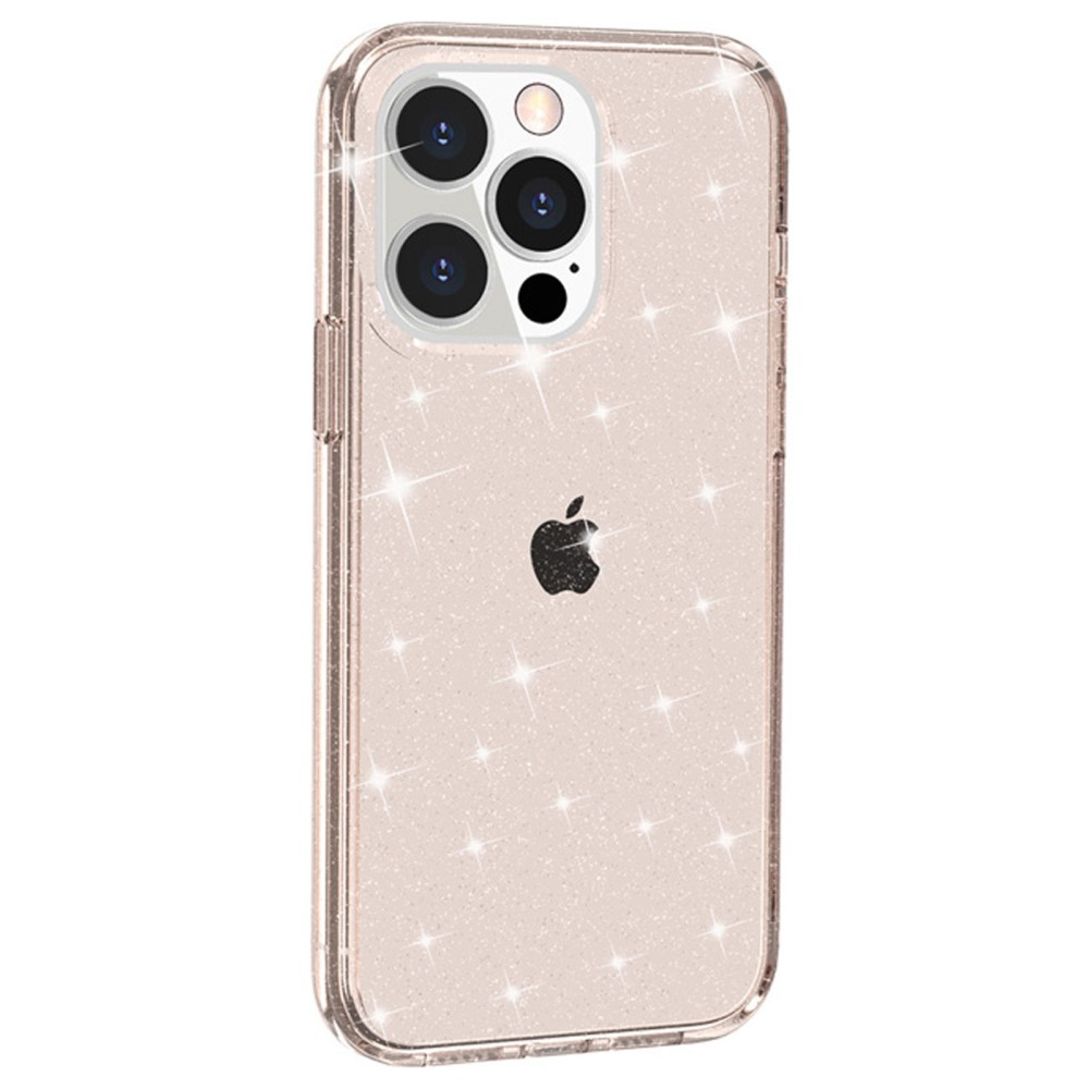 iPhone 14 Pro Max Hybrid Hardcase Schutzhülle im Glitzer Design - Gold / Transparent