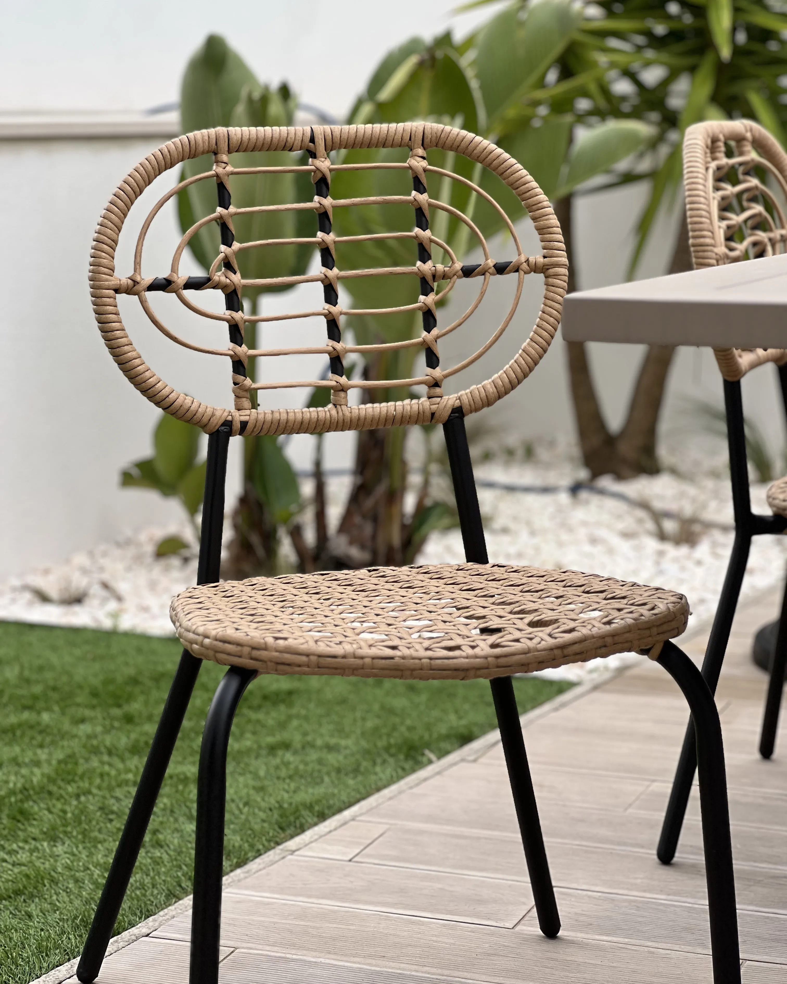 Set van 4 tuinstoelen PRATELLO PE rotan Natuurlijk