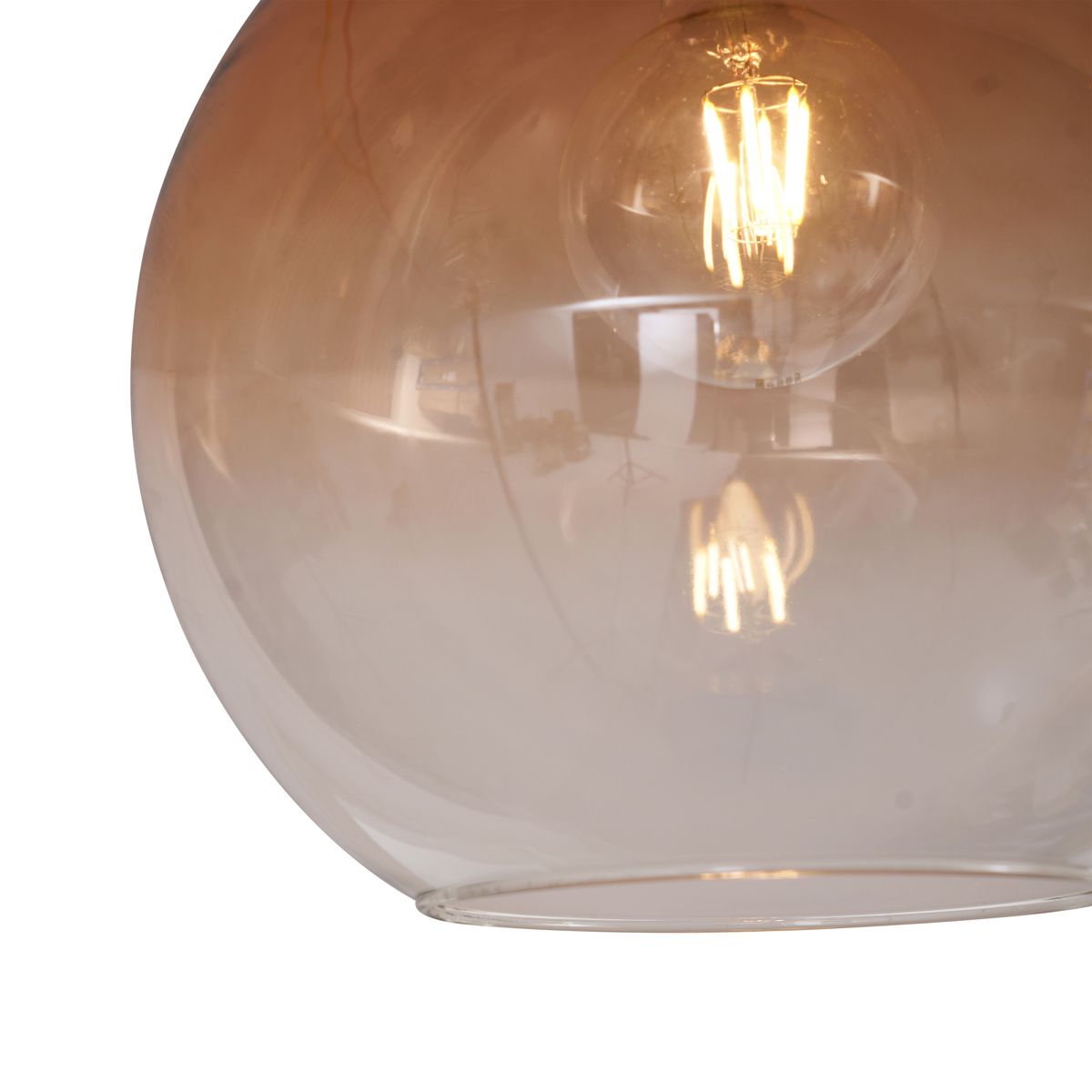 Art Deco plafondlamp donkerbrons met bruin glas - Sandra