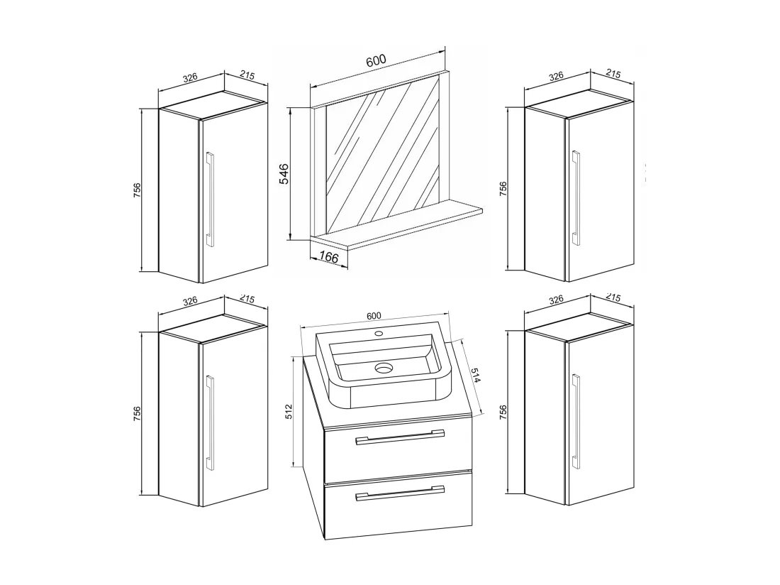 5 pcs. lavabo Badinos SP