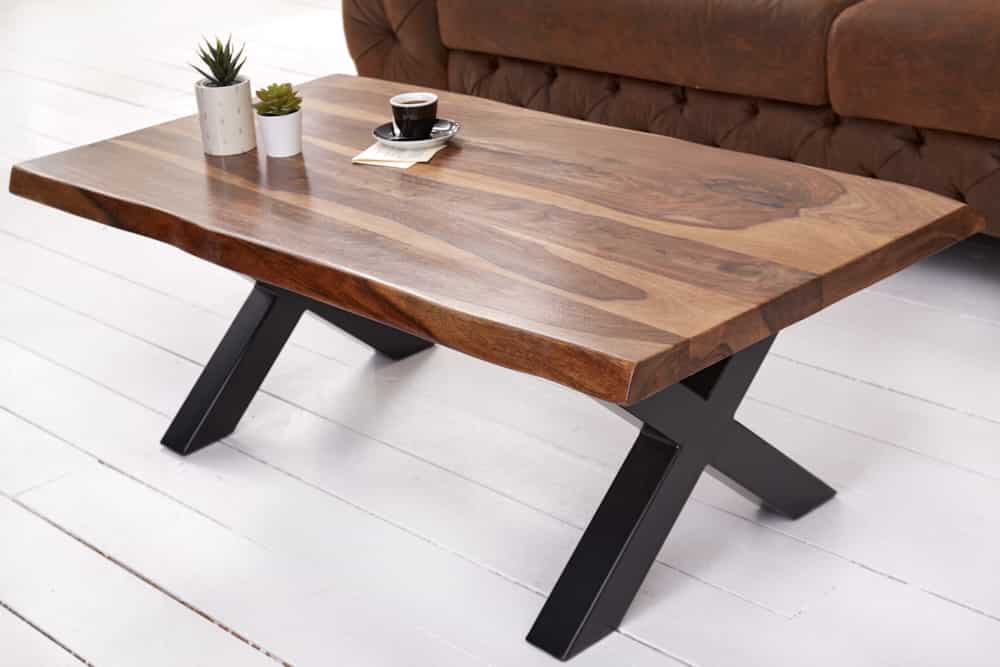 Design Couchtisch AMAZONAS 110cm braun Sheesham Massivholz Baumkante