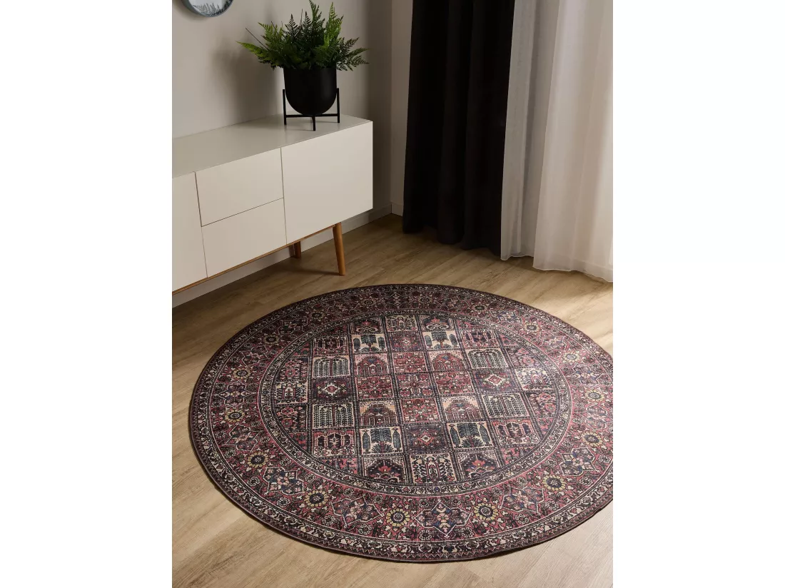 Tapis lavable George Multicouleur/Rouge ø 160 cm rond