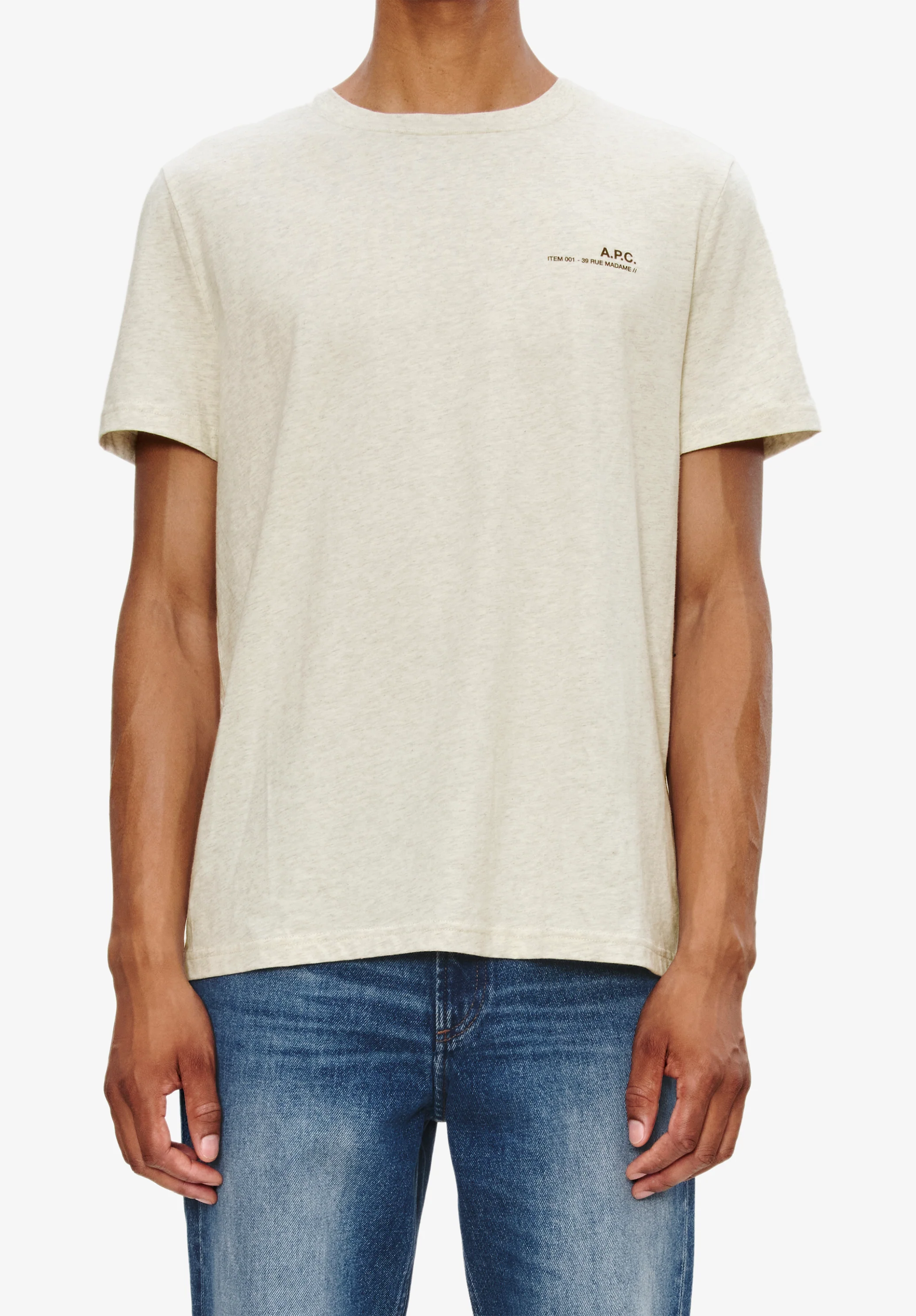 t-shirt standard item GOTS - Ecru chine / marron