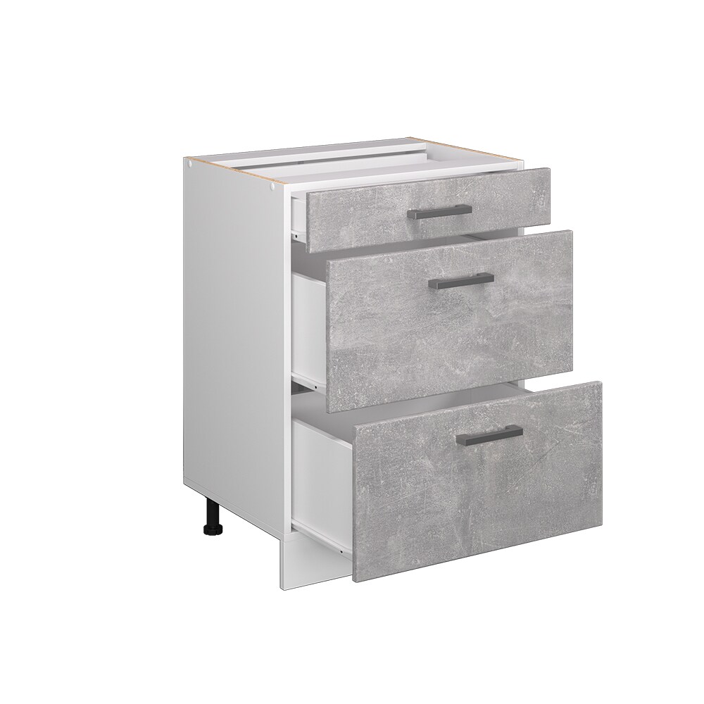 Vicco Schubladenunterschrank Küchenschrank Küchenzeile R-Line 60 cm Weiß Beton Schublade