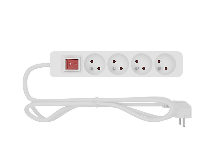 Multiprise avec interrupteur 4 prises blanc 1 m