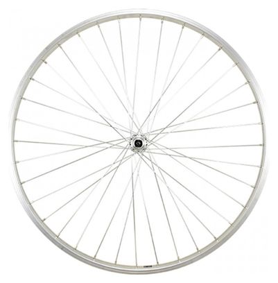 Roue vtc 28  av blocage jante argent mach1 m110. moyeu Shimano tx500 v-brake 36t