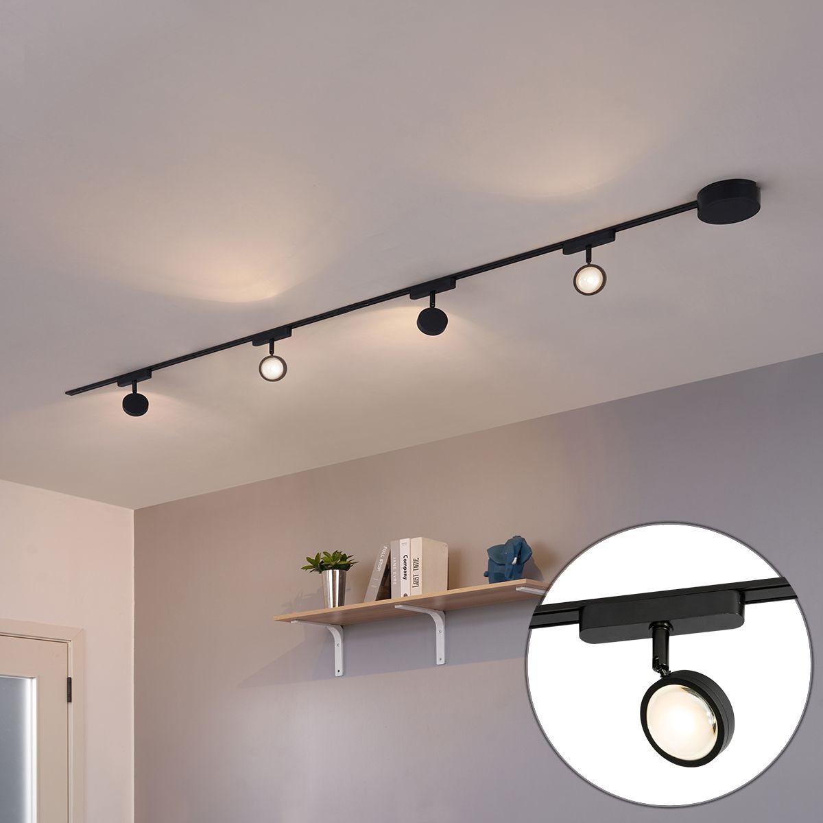 Modern railsysteem met 4 spots zwart 1-fase - Magnetic Lance