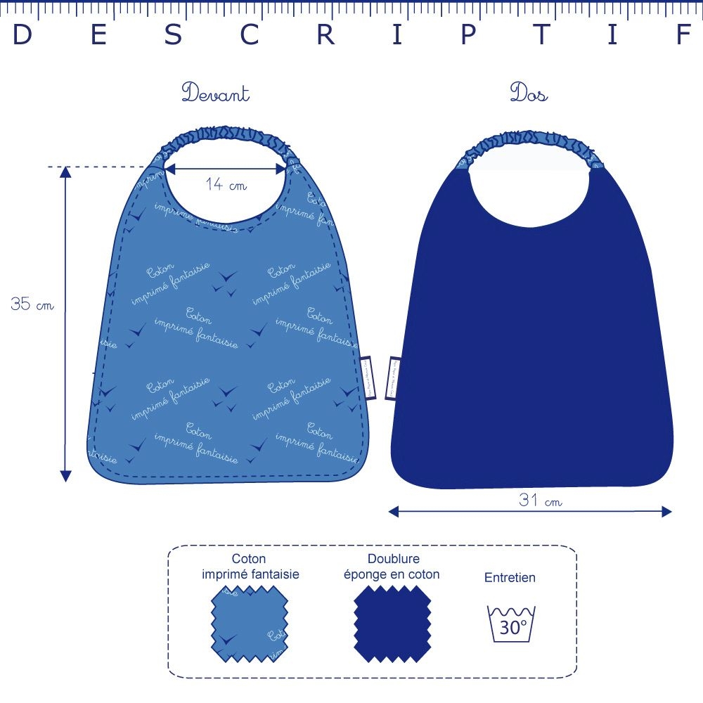 Serviette Enfant Élastique Gaze Dentelle Corail