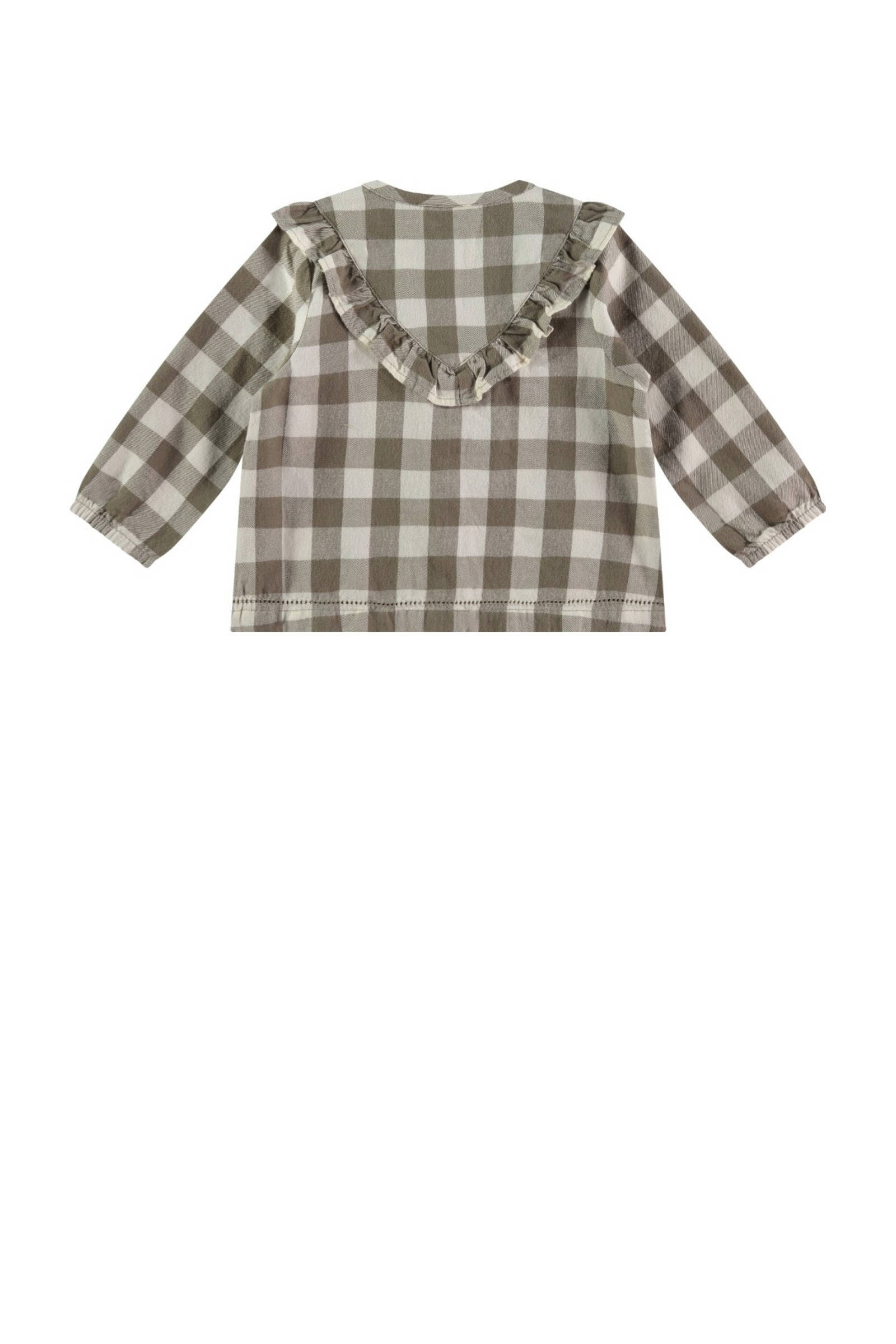 Babyface baby geruite blouse olijfgroen/wit