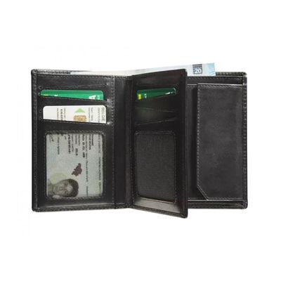 Maverick All Black - Portefeuille - RFID, avec pochette à monnaie - cuir de vachette pleine fleur tanné végétal - noir