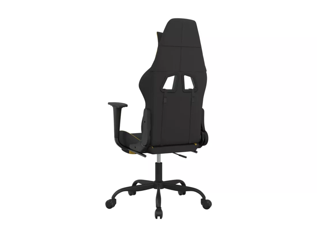 Chaise de jeu de massage avec repose-pied Noir et jaune Tissu