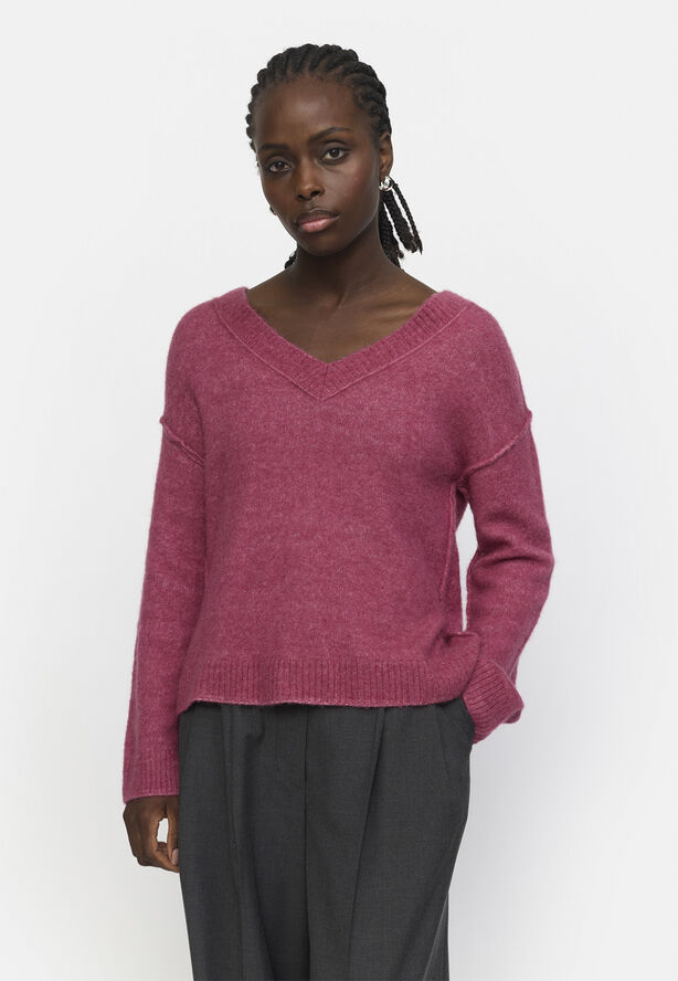 Soft Rebels SRAllison V-neck Knit Rose wine melange