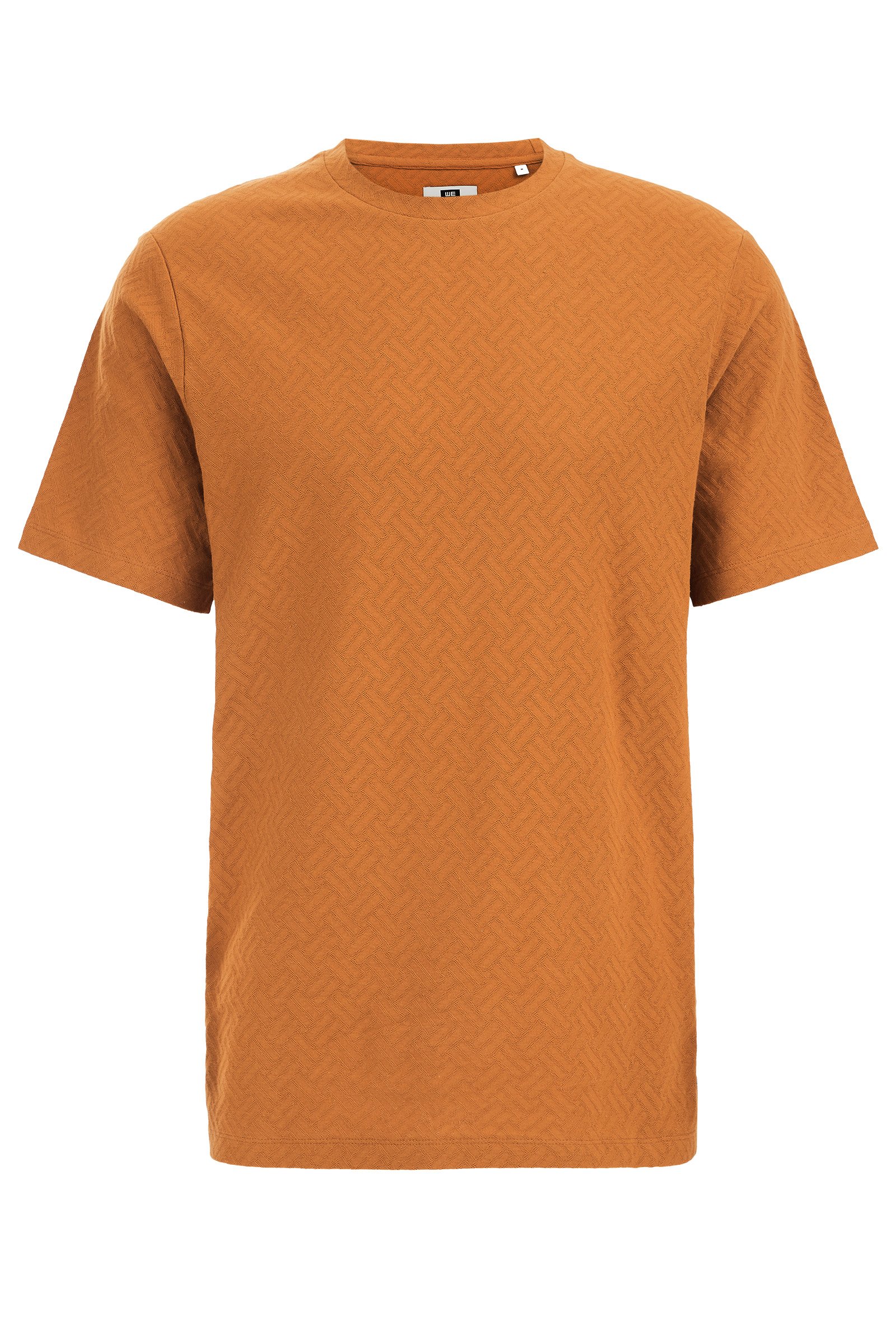 T-shirt met jacquard-dessin WE Fashion Lichtbruin