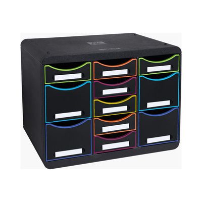 Exacompta Black Office - Module de classement 11 tiroirs - noir/arlequin
