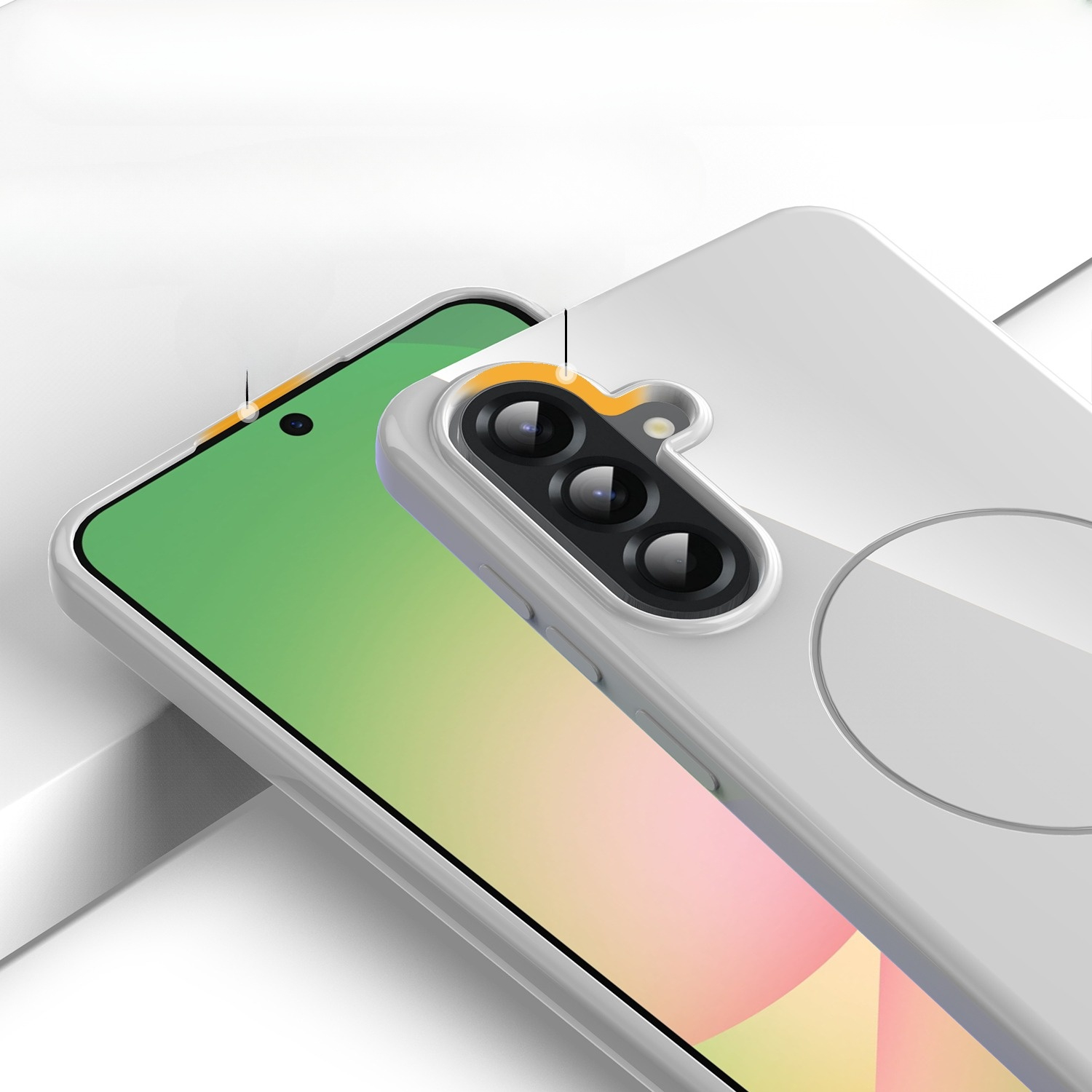 Samsung Galaxy A17 Gummi Case Hülle   Trageschlaufe MagSafe-Modul - Weiss
