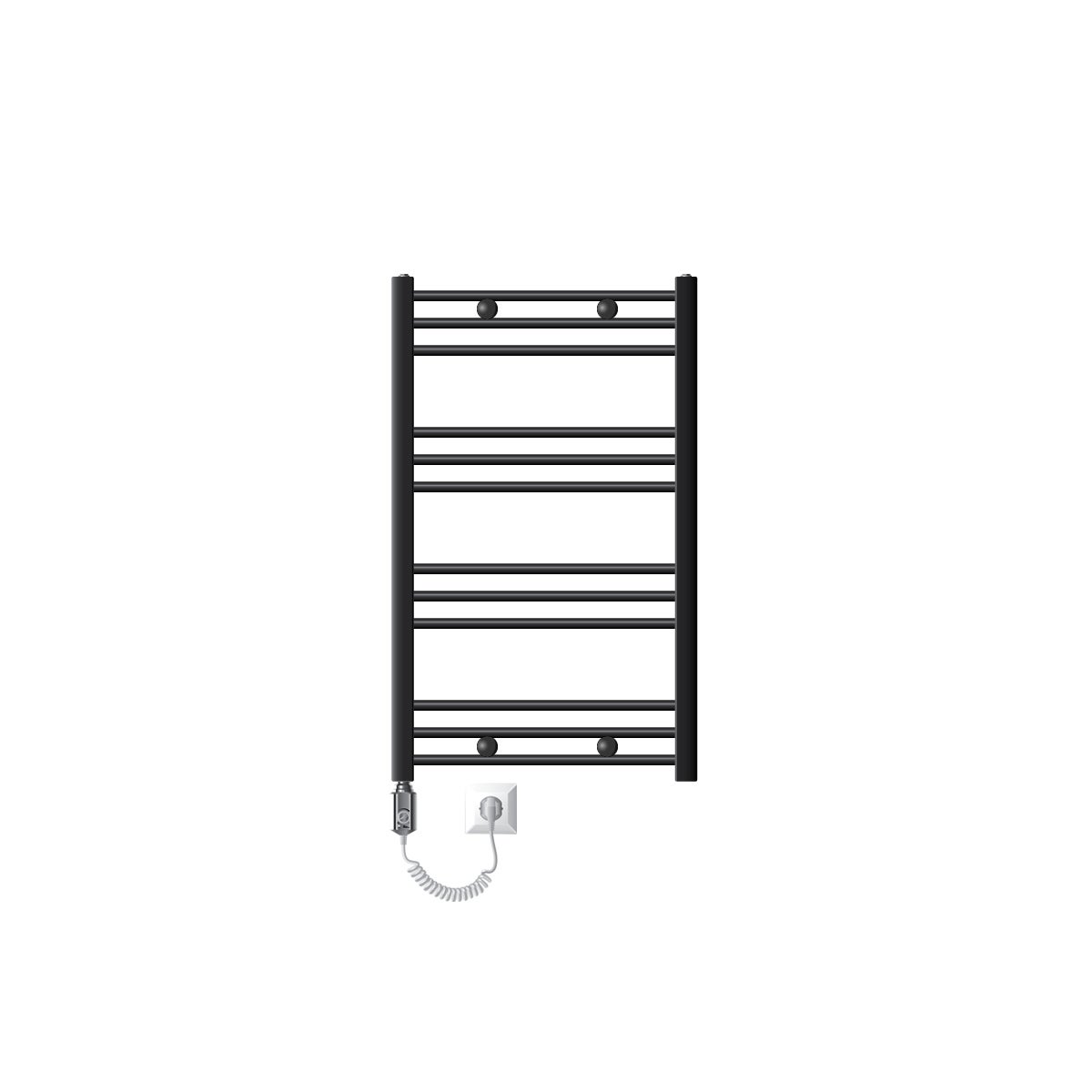 ECD Germany Elektrische Badkamerradiator 600 x 800 mm Antraciet Gebogen met Zijaansluiting incl. 600W Verwarmingselement ECO Chroom - Radiator Verwarming Handdoekverwarmer Handdoekdroger Handdoekradiator