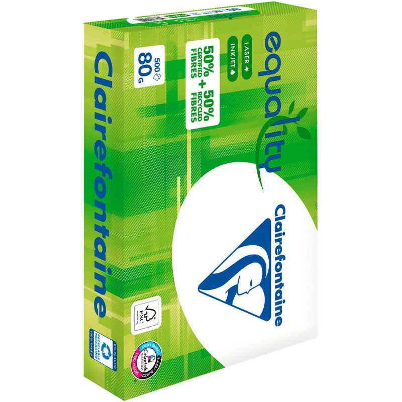 Papier recyclé A4 blanc 80 g Clairefontaine Equality - Ramette de 500 feuilles