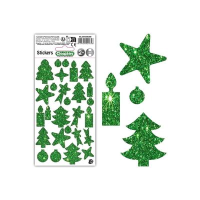 Cléopâtre - Jeu d'adhésifs de décoration - 27 pièces - noël - 10 - 40 mm - vert - non permanent