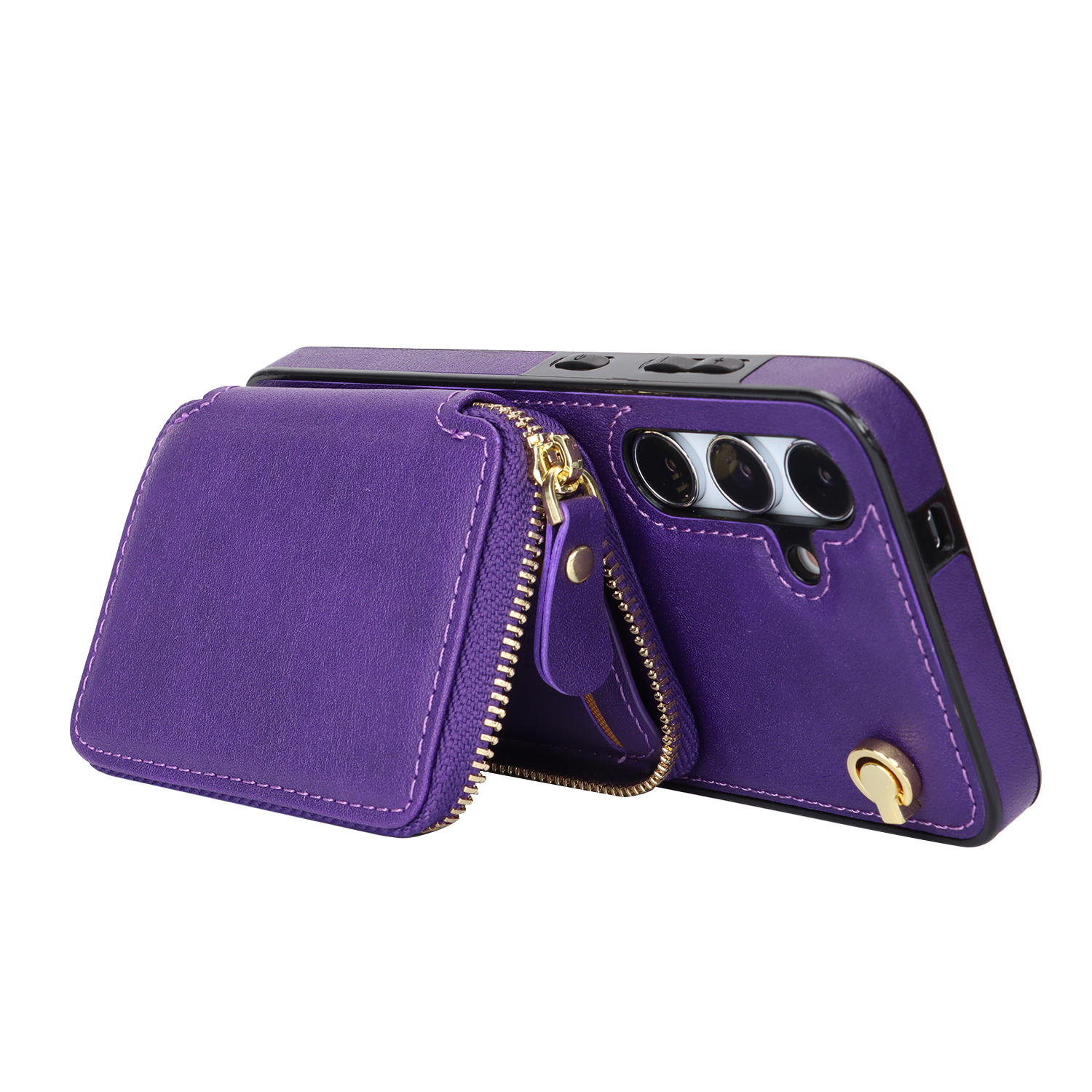 Samsung Galaxy S24  Plus Necklace Leder Schutz Hülle mit Kartenfächer   Handykette (140cm) - Violett