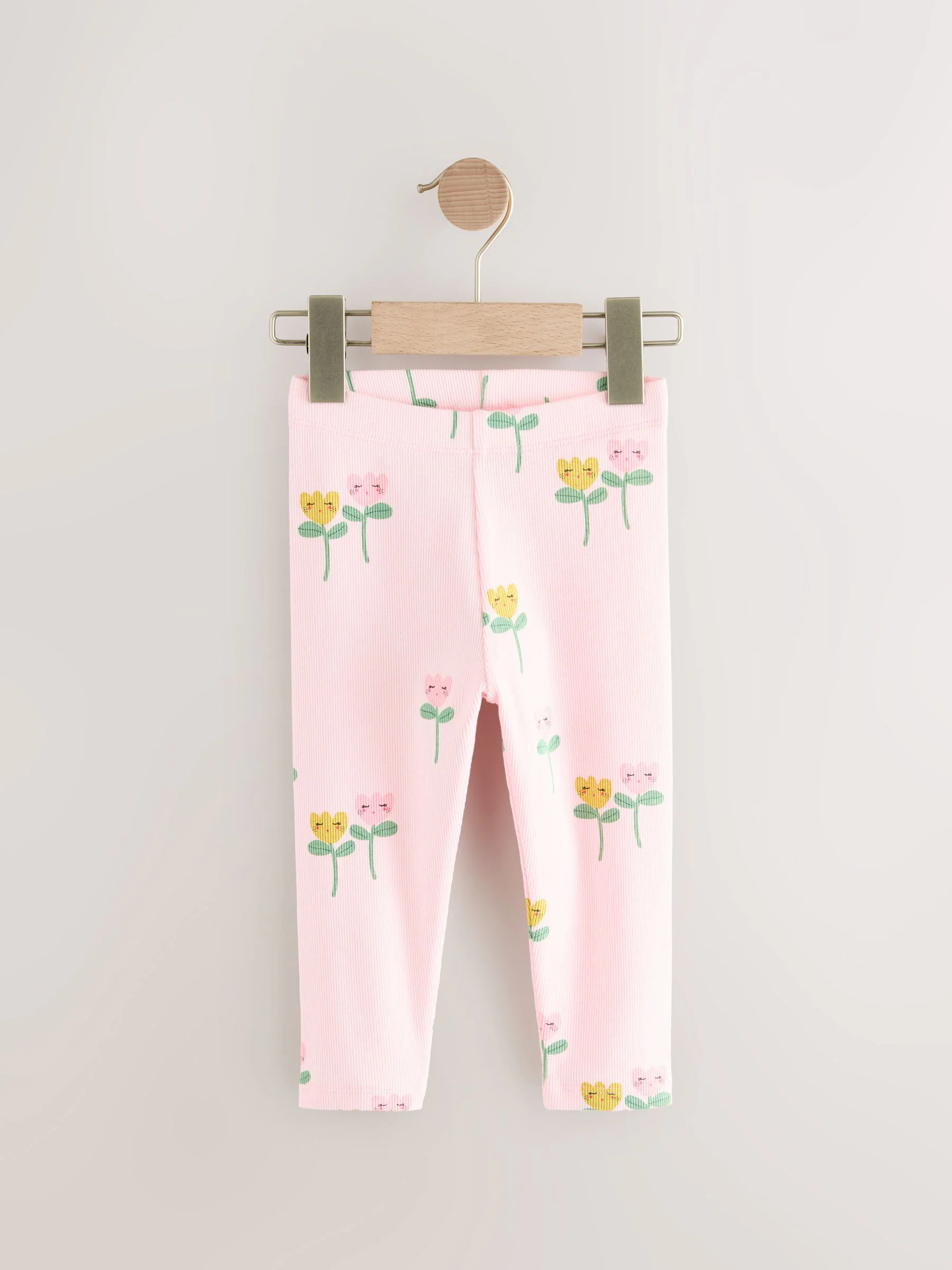 Lichtroze - Verpakking van 5 geribbelde Leggings (3mnd -7jr)