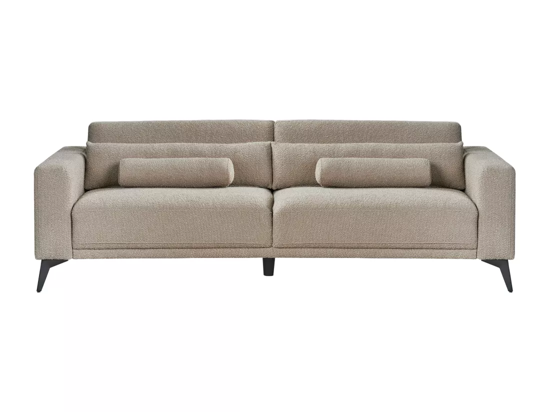 Canapé 3 places en tissu bouclé taupe ANGE