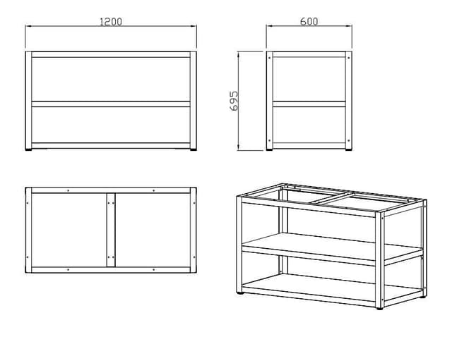 Nordic Line Sort Udekøkken Basismodul 120 cm (2 moduler)