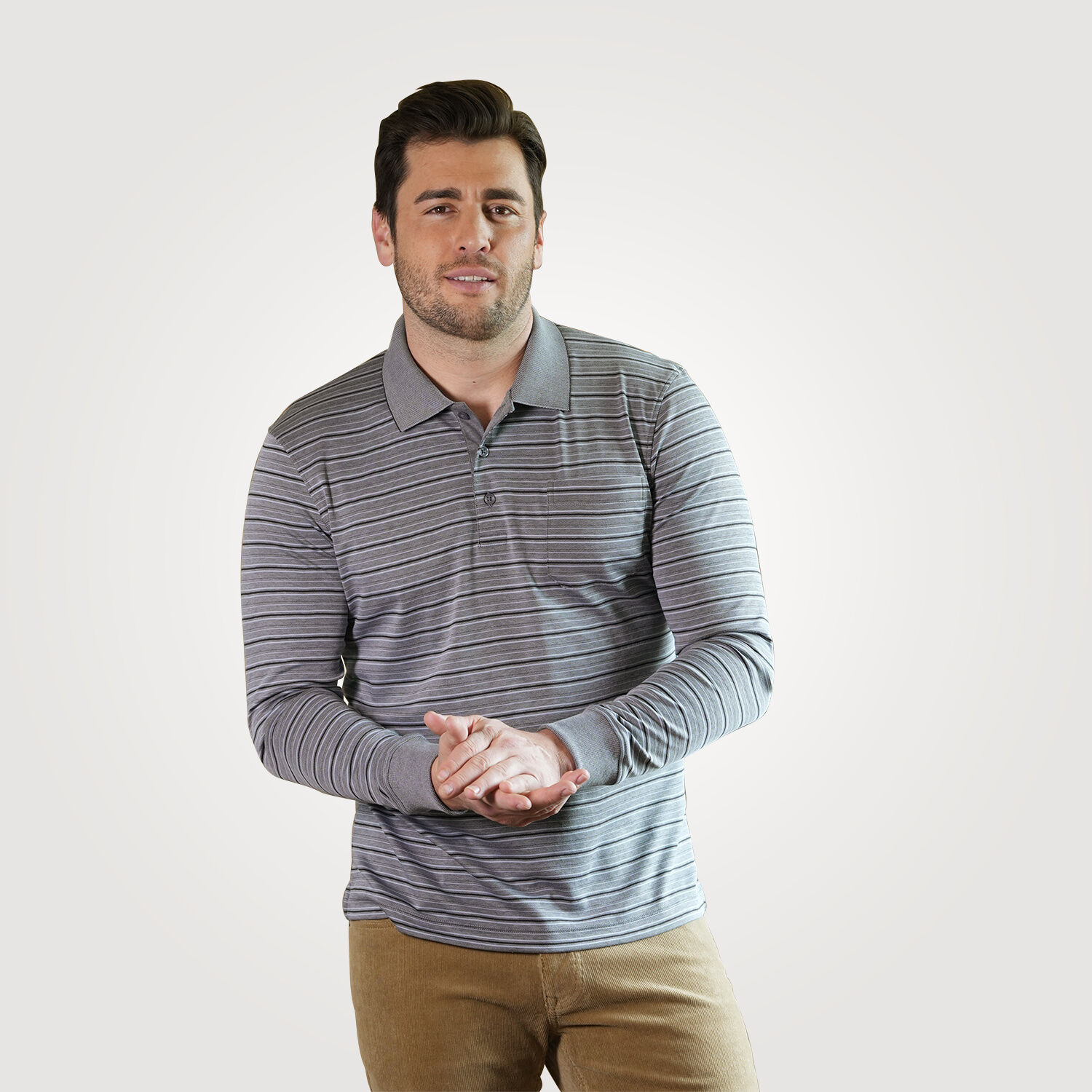Poloshirt gestreift langarm für Herren