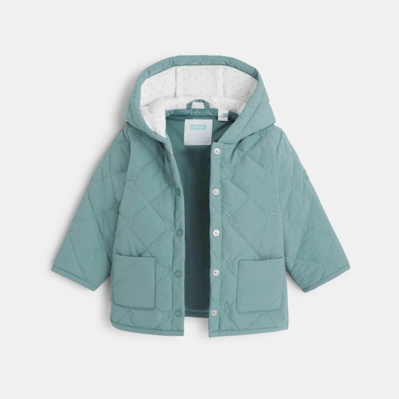 Veste matelassée à capuche déperlante vert bébé fille Vert