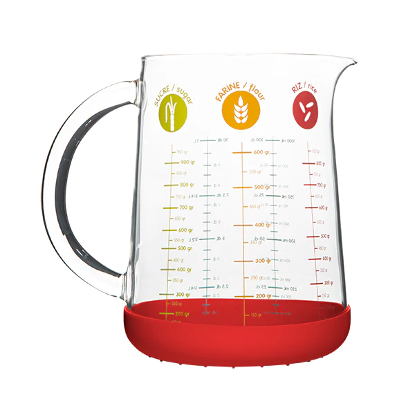 Pichet mesureur en verre et silicone 1 L Pebbly